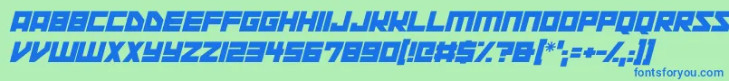 Space Squadron Italic-fontti – siniset fontit vihreällä taustalla