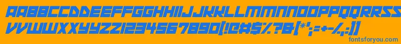 Шрифт Space Squadron Italic – синие шрифты на оранжевом фоне