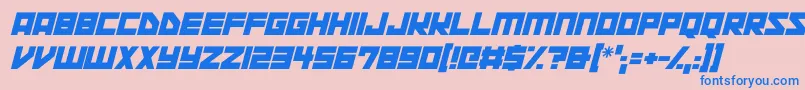 Space Squadron Italic-fontti – siniset fontit vaaleanpunaisella taustalla