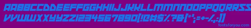 フォントSpace Squadron Italic – 紫色の背景に青い文字