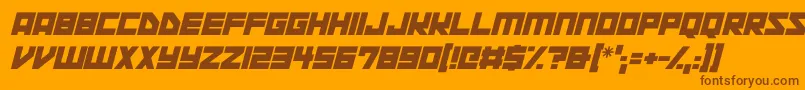 フォントSpace Squadron Italic – オレンジの背景に茶色のフォント