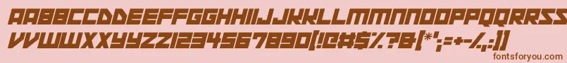 Space Squadron Italic-fontti – ruskeat fontit vaaleanpunaisella taustalla