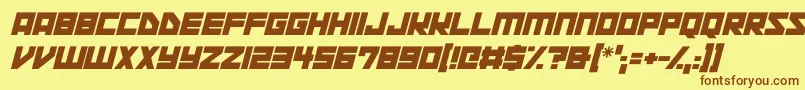 Czcionka Space Squadron Italic – brązowe czcionki na żółtym tle