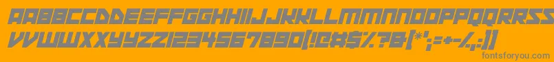 Space Squadron Italic-fontti – harmaat kirjasimet oranssilla taustalla