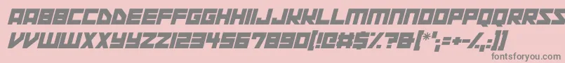 Space Squadron Italic-fontti – harmaat kirjasimet vaaleanpunaisella taustalla