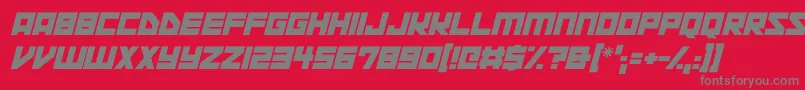 Space Squadron Italic-fontti – harmaat kirjasimet punaisella taustalla