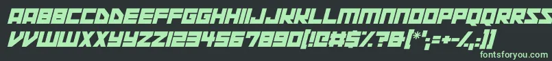 Space Squadron Italic-Schriftart – Grüne Schriften auf schwarzem Hintergrund