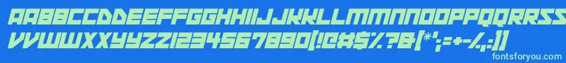 Space Squadron Italic-fontti – vihreät fontit sinisellä taustalla