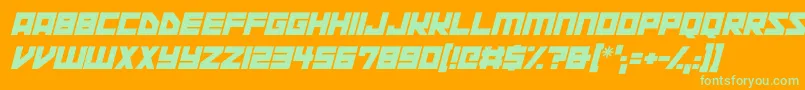Шрифт Space Squadron Italic – зелёные шрифты на оранжевом фоне