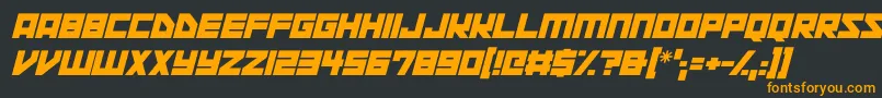 Space Squadron Italic-Schriftart – Orangefarbene Schriften auf schwarzem Hintergrund