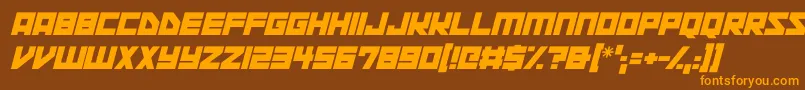 Space Squadron Italic-fontti – oranssit fontit ruskealla taustalla