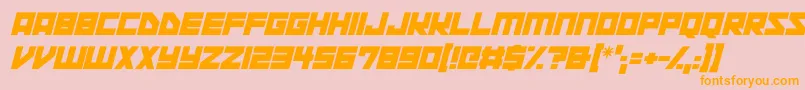 Space Squadron Italic-fontti – oranssit fontit vaaleanpunaisella taustalla