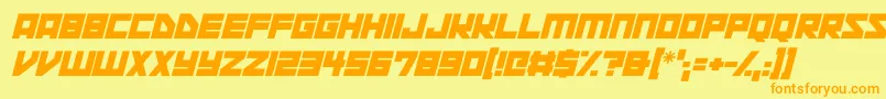 Space Squadron Italic-Schriftart – Orangefarbene Schriften auf gelbem Hintergrund