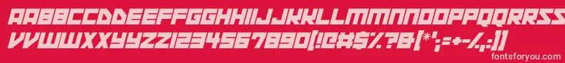 Space Squadron Italic-fontti – vaaleanpunaiset fontit punaisella taustalla