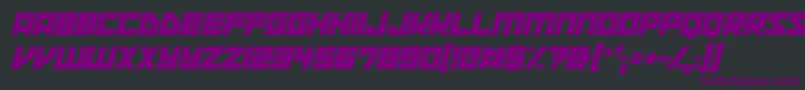 Czcionka Space Squadron Italic – fioletowe czcionki na czarnym tle