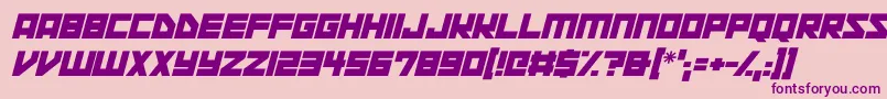 Space Squadron Italic-fontti – violetit fontit vaaleanpunaisella taustalla