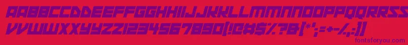 Space Squadron Italic-Schriftart – Violette Schriften auf rotem Hintergrund