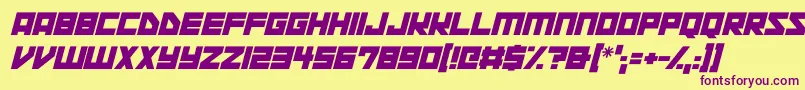 Шрифт Space Squadron Italic – фиолетовые шрифты на жёлтом фоне