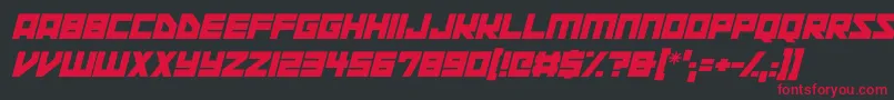 Space Squadron Italic-Schriftart – Rote Schriften auf schwarzem Hintergrund