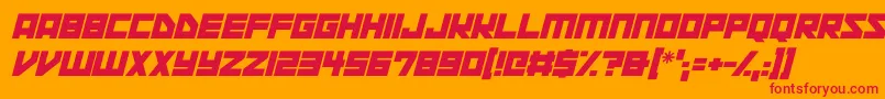 フォントSpace Squadron Italic – オレンジの背景に赤い文字