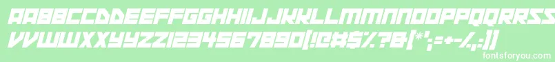 フォントSpace Squadron Italic – 緑の背景に白い文字