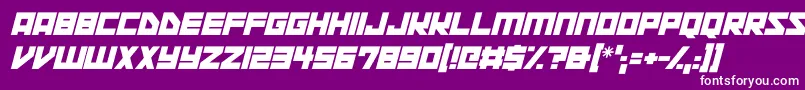 Space Squadron Italic-fontti – valkoiset fontit violetilla taustalla