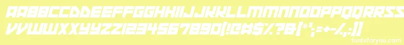 Шрифт Space Squadron Italic – белые шрифты на жёлтом фоне