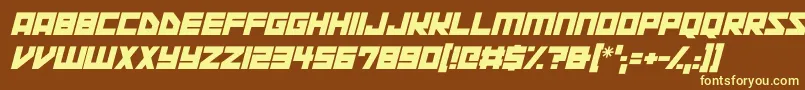 Шрифт Space Squadron Italic – жёлтые шрифты на коричневом фоне