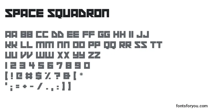 Czcionka Space Squadron – alfabet, cyfry, specjalne znaki