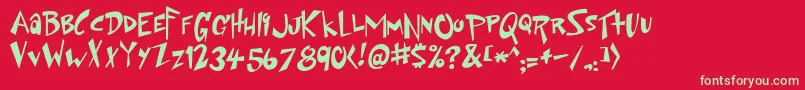 Fonte space up yer life – fontes verdes em um fundo vermelho