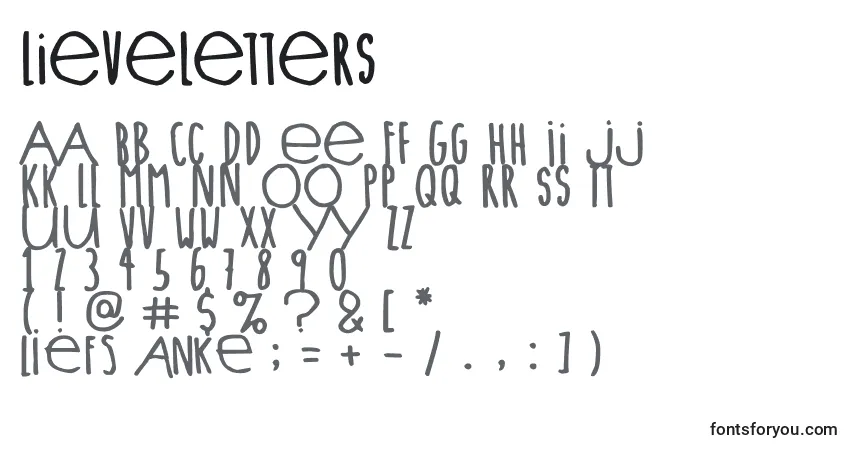 Schriftart Lieveletters – Alphabet, Zahlen, spezielle Symbole
