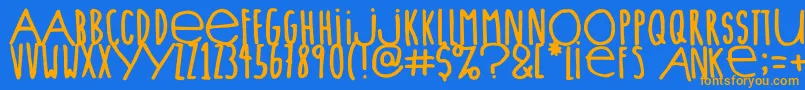 Lieveletters Font – Orange Fonts on Blue Background