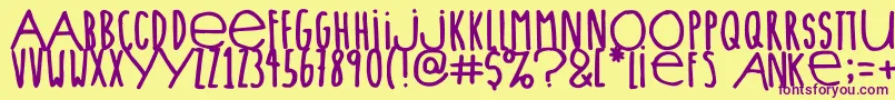 Lieveletters Font – Purple Fonts on Yellow Background