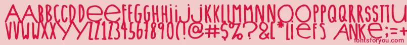 Fonte Lieveletters – fontes vermelhas em um fundo rosa