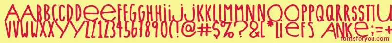 Fonte Lieveletters – fontes vermelhas em um fundo amarelo