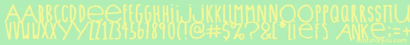 フォントLieveletters – 黄色の文字が緑の背景にあります
