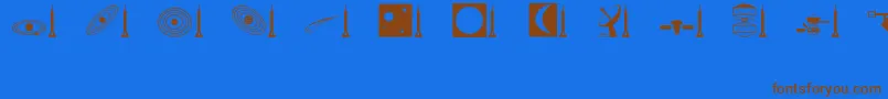 フォントSpace – 茶色の文字が青い背景にあります。