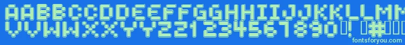 SPACEBOY-Schriftart – Grüne Schriften auf blauem Hintergrund