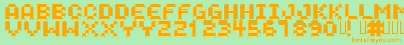 SPACEBOY-Schriftart – Orangefarbene Schriften auf grünem Hintergrund