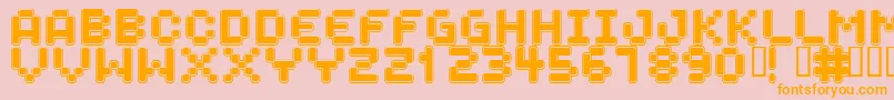 フォントSPACEBOY – オレンジの文字がピンクの背景にあります。