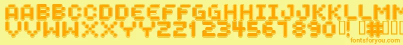 SPACEBOY-Schriftart – Orangefarbene Schriften auf gelbem Hintergrund
