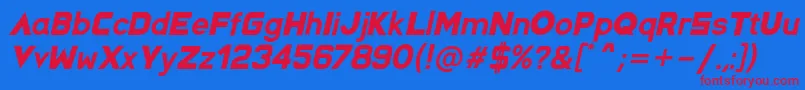 SpaceCapitan Italic Font – Red Fonts on Blue Background