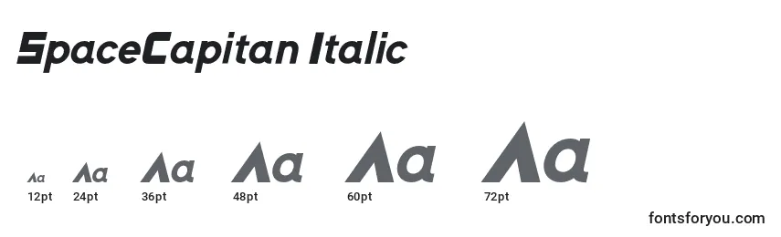 Tamanhos de fonte SpaceCapitan Italic