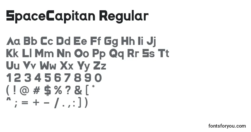 Шрифт SpaceCapitan Regular – алфавит, цифры, специальные символы