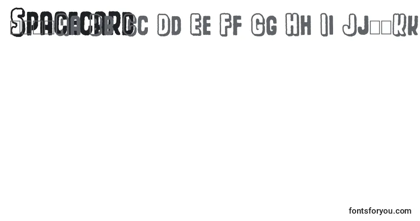 Schriftart Spacecard – Alphabet, Zahlen, spezielle Symbole