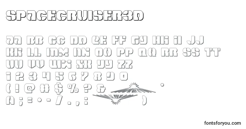 Czcionka Spacecruiser3d – alfabet, cyfry, specjalne znaki