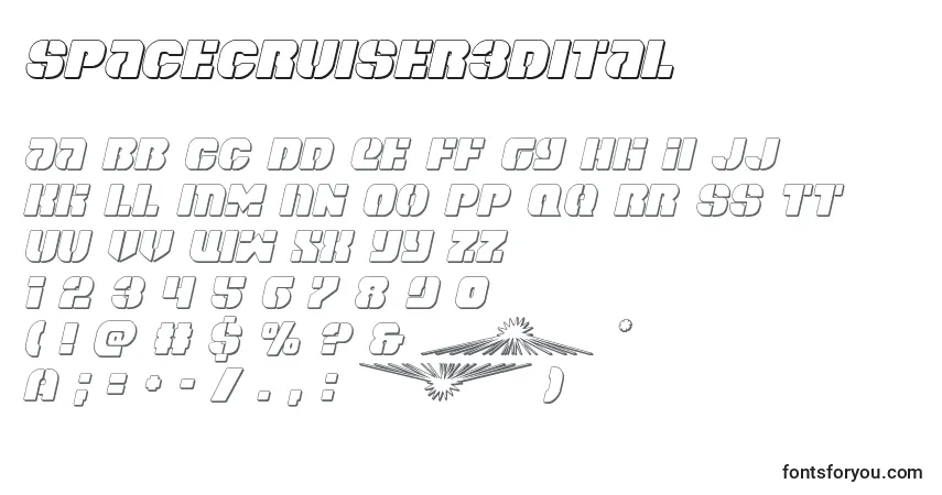 A fonte Spacecruiser3dital – alfabeto, números, caracteres especiais
