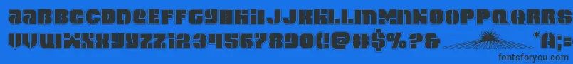 Weitere Informationen zur spacecruiseracad-Schriftart spacecruiseracad-Schriftart – Schwarze Schriften auf blauem Hintergrund