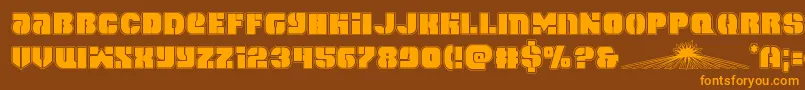 spacecruiseracad-Schriftart – Orangefarbene Schriften auf braunem Hintergrund