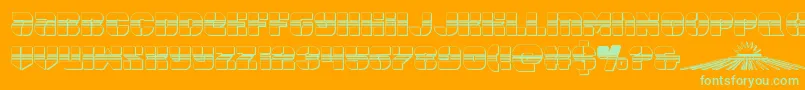 spacecruiserchrome-Schriftart – Grüne Schriften auf orangefarbenem Hintergrund